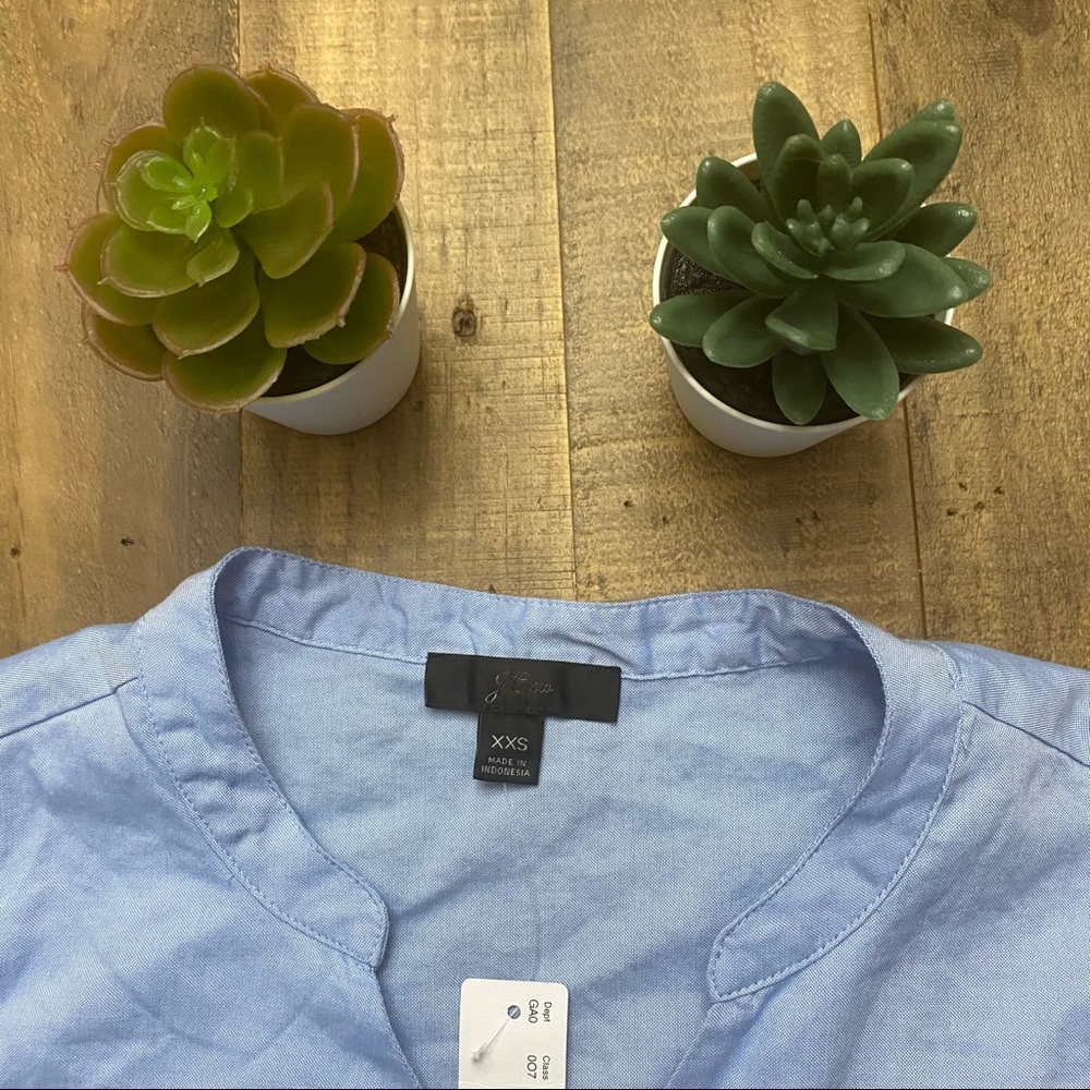JCrew Sara Oxford Wrap Top Blue Size XXS - Picture 8 of 9